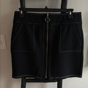 INC Black Mini Skirt with Zipper Detail. Size L